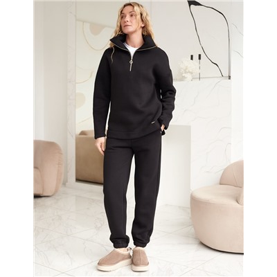 Брюки джоггеры теплые из футера трехнитики c начесом