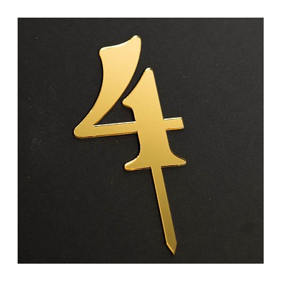 Топпер "Цифра 4" фигурный золото 5*8 см