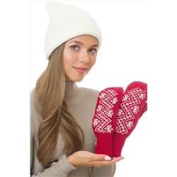 Женские варежки алого цвета 8206-0703-10480