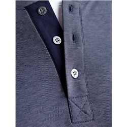 Джемпер хенли из полотна пике с меланжевым плетением с эластаном