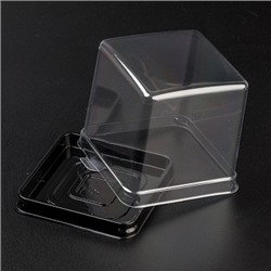 Контейнер для пирожного квадратный, черное дно, 92*85*82 мм