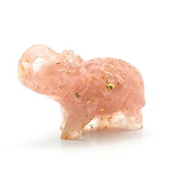 Фигурка из розового кварца и смолы "Слон" 84*40*55мм