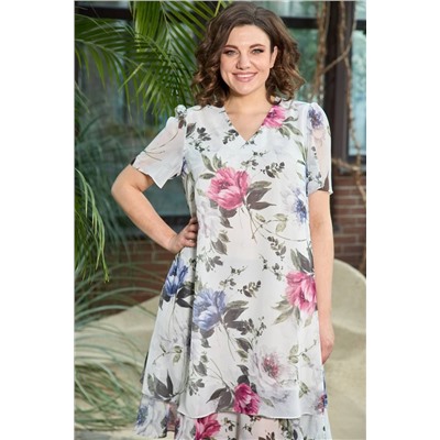 Moda Versal П2387 молочный+фиолетовый, Платье