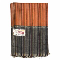 MOHINI SHAWLS Тёплый тибетский палантин В ПОЛОСКУ, цвет ОРАНЖЕВЫЙ (размер 200 см. х 90 см.), 1 шт.