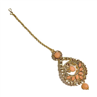 MANG TIKA Jewellery (Манг Тикка КАПЛЯ - украшение для волос С РОЗОВЫМИ СТРАЗАМИ), 1 шт.