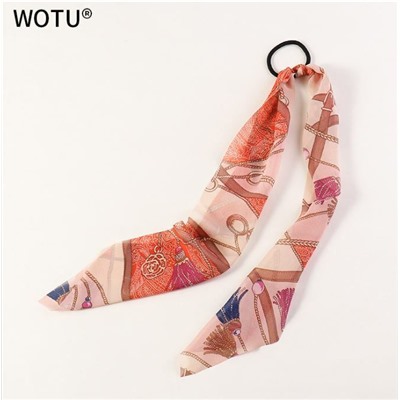 SALE! Резинка - платок-повязка для волос,цвет оранжевый + модный принт ,1 шт.