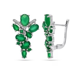 Серьги из серебра зеленый агат, Лоза