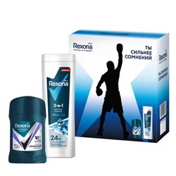 Набор подар. REXONA for men Ты сильнее сомнений (Дез-стик+Гель-душ 180мл)