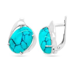 Серьги из серебра бирюза пресс., СП90