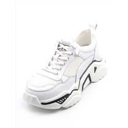 FDSJ02-1P WHITE/BLACK Кроссовки женские (натуральная кожа, текстиль) размер 37