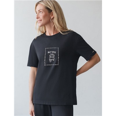 Футболка с принтом свободная эластичная из премиального хлопка