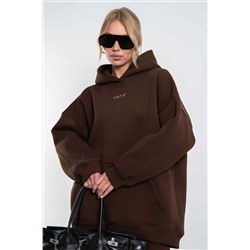 Худи оверсайз с начёсом коричневого цвета