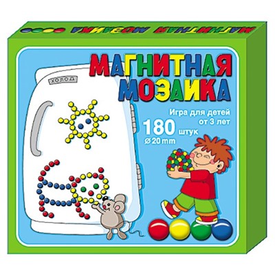 Пластмассовая магнитная мозаика, 180 элементов
