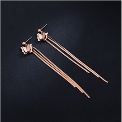 SALE! Длинные серьги - цепочки из ювелирной стали, Бабочки, 1 пара.