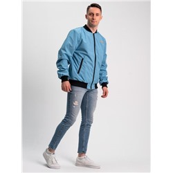 Ветровка-бомбер голубой