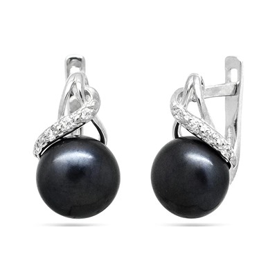 Серьги из серебра жемчуг, см030ч