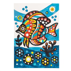 Раскраска для детей «Рыбка» с кисточкой и красками