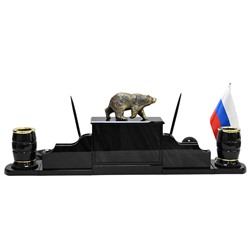 Настольный набор из обсидиана "Медведь" 950*340*280мм