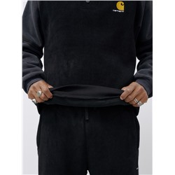 Спортивный костюм мужской демисезонный на флисе черного цвета 322Ch