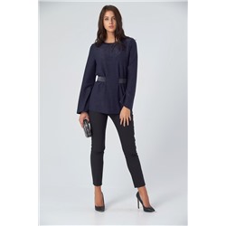 Джемпер трикотажный удлиненный приталенный темно-синий