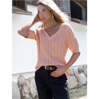 Джемпер фактурной вязки из хлопка с кашемиром