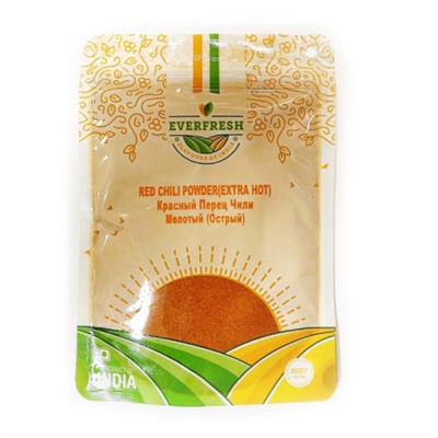 RED CHILI POWDER Extra Hot, Everfresh (КРАСНЫЙ ПЕРЕЦ ЧИЛИ Молотый острый, Эверфреш), 100 г.