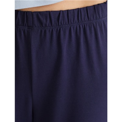 Укороченные брюки из эластичного хлопка с контрастным кантом