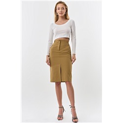 Юбка прямого силуэта в джинсовом стиле бежевая