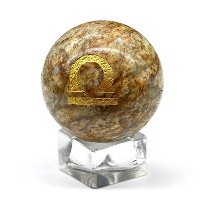 Шар из яшмы желтой знак зодиака "Весы" диаметр 48мм