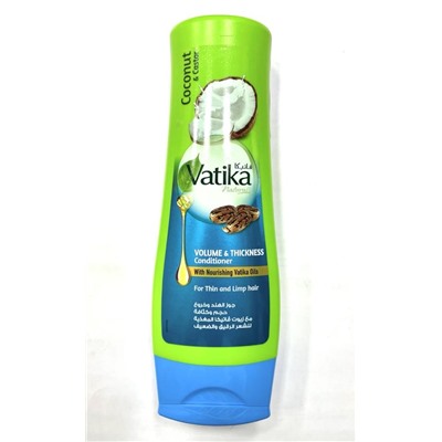 Vatika COCONUT AND CASTOR Volume And Thickness Conditioner, Dabur (Ватика КОКОС И КАСТОРОВОЕ МАСЛО Кондиционер ОБЪЕМ И ТОЛЩИНА для тонких волос, Дабур), 200 мл.