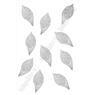 Подвеска металл "Листик" 2*4,2 см (10 шт) SF-7708, серебро №30