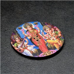 Подставка для благовоний ЛАКШМИ, ГАНЕША, САРАСВАТИ (диаметр 6 см., материал ХДФ), 1 шт.