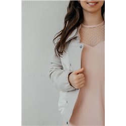 Стильная леди М-669 молочный/серый, Куртка