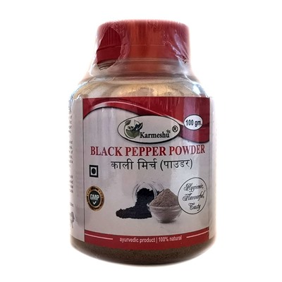 BLACK PEPPER POWDER, Karmeshu (ЧЁРНЫЙ ПЕРЕЦ МОЛОТЫЙ, Кармешу), БАНКА 100 г.