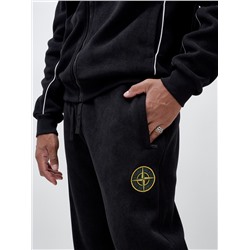 Спортивный костюм мужской демисезонный на флисе черного цвета 340Ch