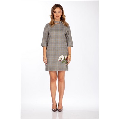 Lady Style Classic 1668 серый_желтый, Платье
