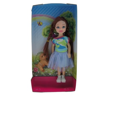 Кукла с косичками + питомец 18*9см / коробка 504