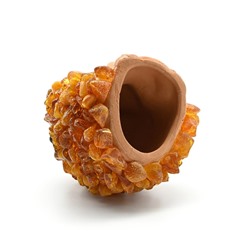 Фигурка Ежа покрытая янтарной крошкой 50*50*50мм, 35г.