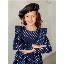 Платье София рукав горох на черном ФМ