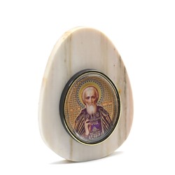 Яйцо из мрамора Сергий Радонежский, 80*30*105мм