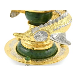 Икорница с нефритом "Осетр" 175*150*220мм