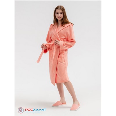 Подростковый махровый халат с капюшоном светло-коралловый МЗ-18 (6)