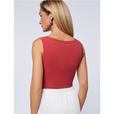 Топ облегающий из эластичного хлопка с квадратным вырезом каре