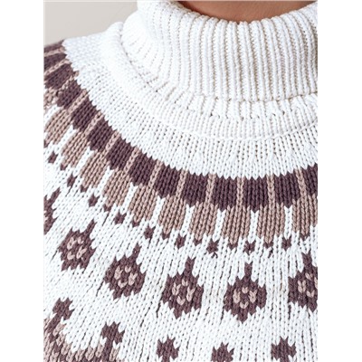 Джемпер фактурной вязки из хлопка с акрилом