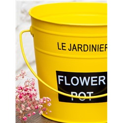 Кашпо-ведро для цветов металлическое, FLOWER POT, желтый