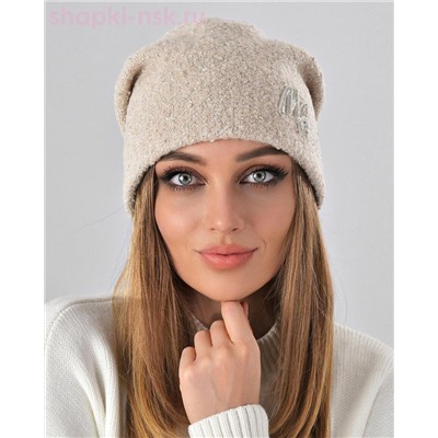 Букле пайетка вышивка Шапка флис (56-58)