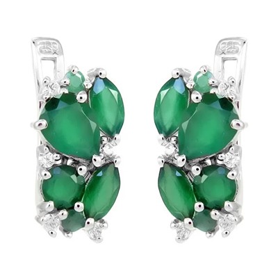Серьги из серебра зеленый агат, изумруд, Гирлянда2