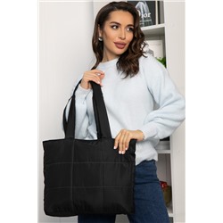 Сумка-шопер стеганая (черная) СШ07-46