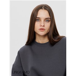 Женский свитшот оверсайз из футера с начесом Lingeamo темно-серый ВК-23 (13)