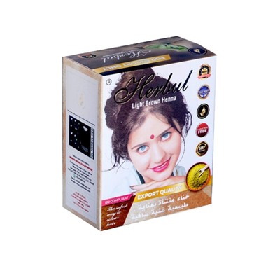 LIGHT BROWN Henna, Herbul (Индийская хна для волос СВЕТЛО-КОРИЧНЕВАЯ, Хербул), 1 уп. (6 пак. по 10 г.)